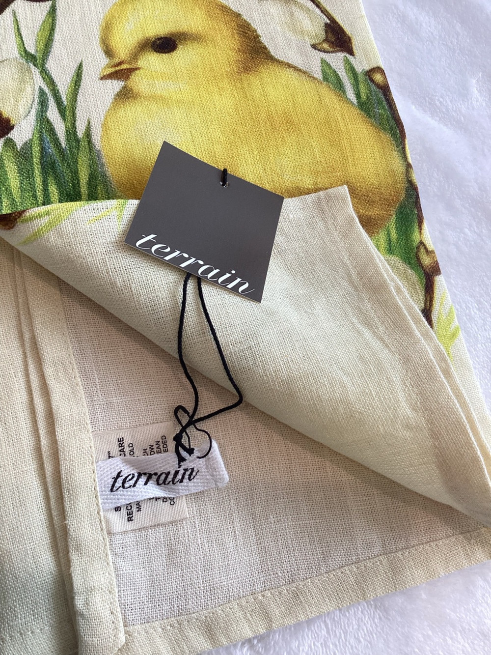 Anthropologie Terrain Linen Dish Towel New Yellow Baby Chick Spring Easter - Picture 7 of 9